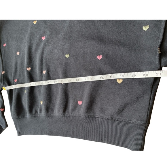Vintage Havana Black Embroidered Heart Open Back Sweatshirt - Small - Picture 6 of 15